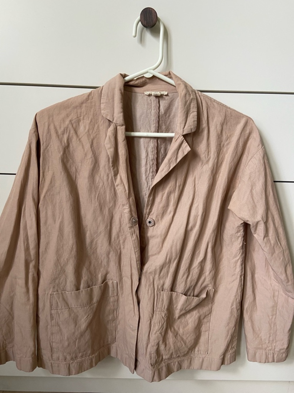 Eileen Fisher Beige/Light Blush Cotton Shirt Jacket